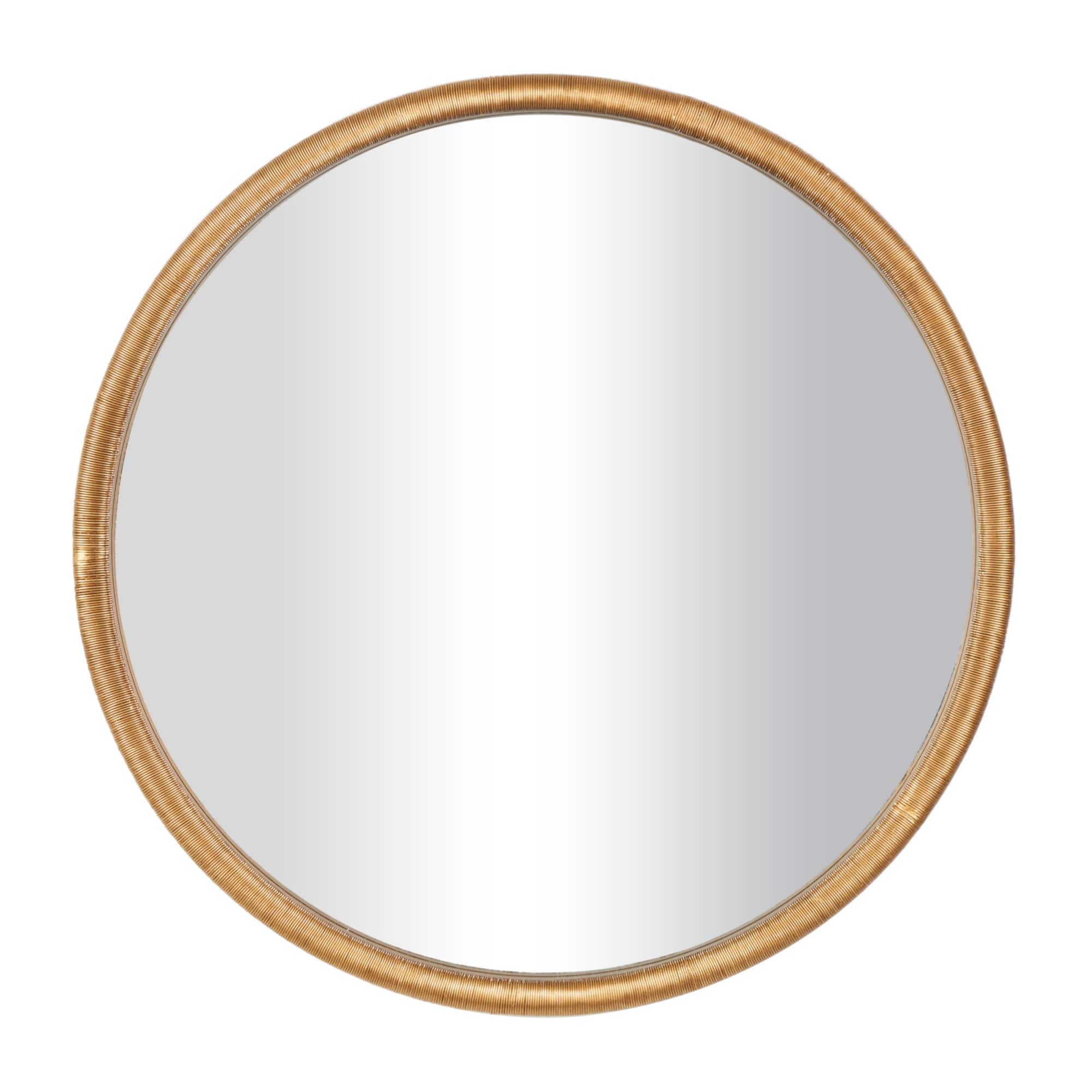 33" Brown Ribbed Wooden Wall Mirror